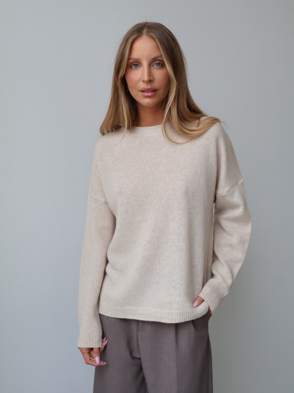 Sweter 100% wełna merino premium MERENE jasny beż