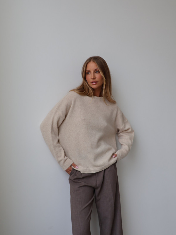 Sweter 100% wełna merino premium MERENE jasny beż 6