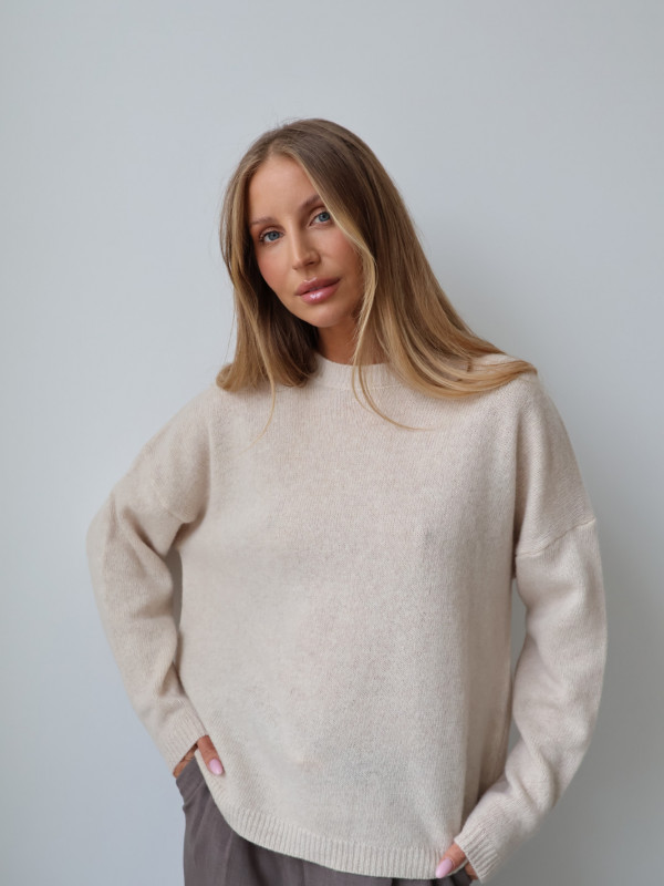 Sweter 100% wełna merino premium MERENE jasny beż 7