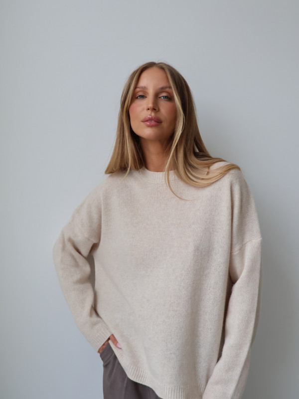Sweter 100% wełna merino premium MERENE jasny beż 4