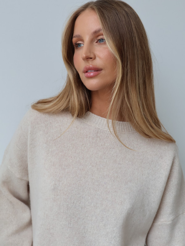 Sweter 100% wełna merino premium MERENE jasny beż 8