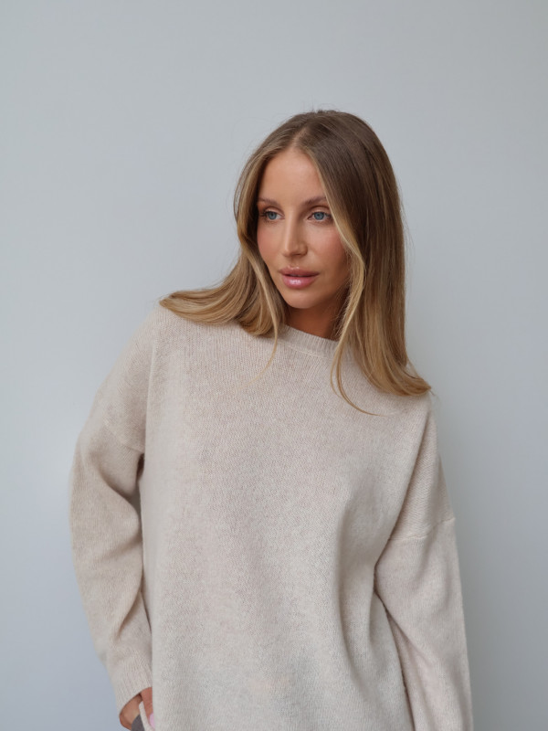 Sweter 100% wełna merino premium MERENE jasny beż 9