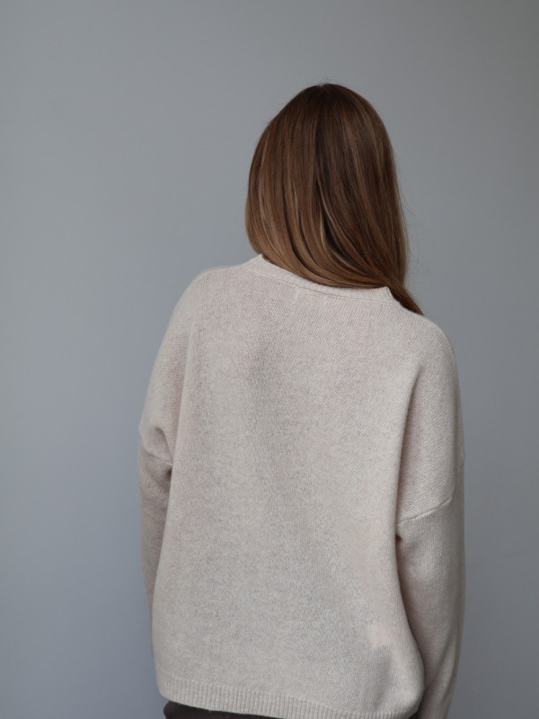 Sweter 100% wełna merino premium MERENE jasny beż 10