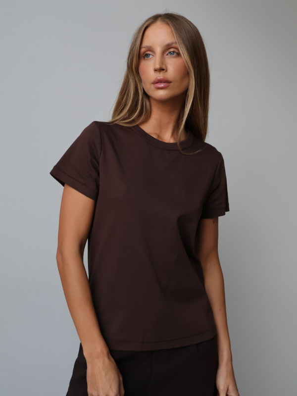 T-shirt PREMIUM 100% bawełna czekolada MAELIS