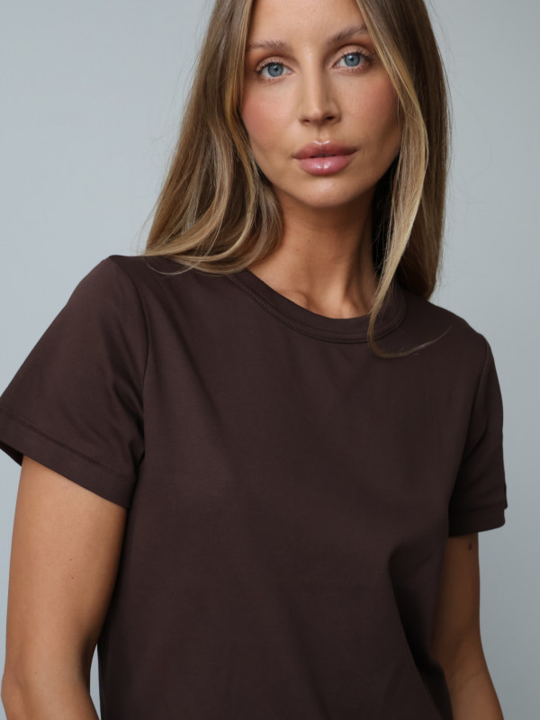 T-shirt PREMIUM 100% bawełna czekolada MAELIS 1