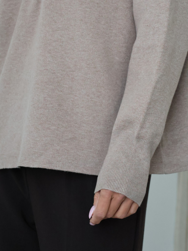 Sweter polo z guzikami taupe MONS 6