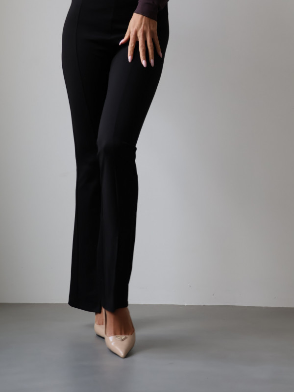 Legginsy z bawełny z rozcięciem czarne KATE 1