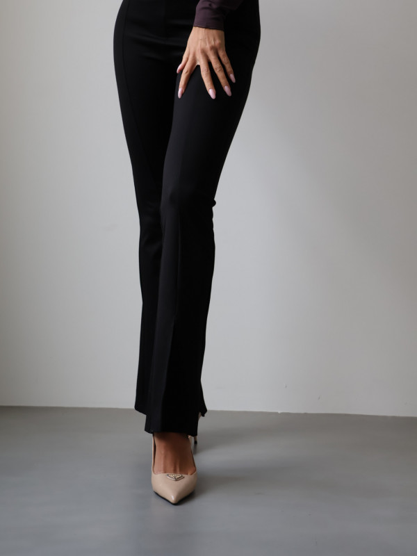 Legginsy z bawełny z rozcięciem czarne KATE 2