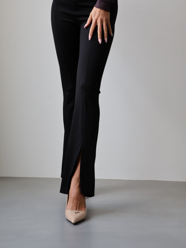 Legginsy z bawełny z rozcięciem czarne KATE 3