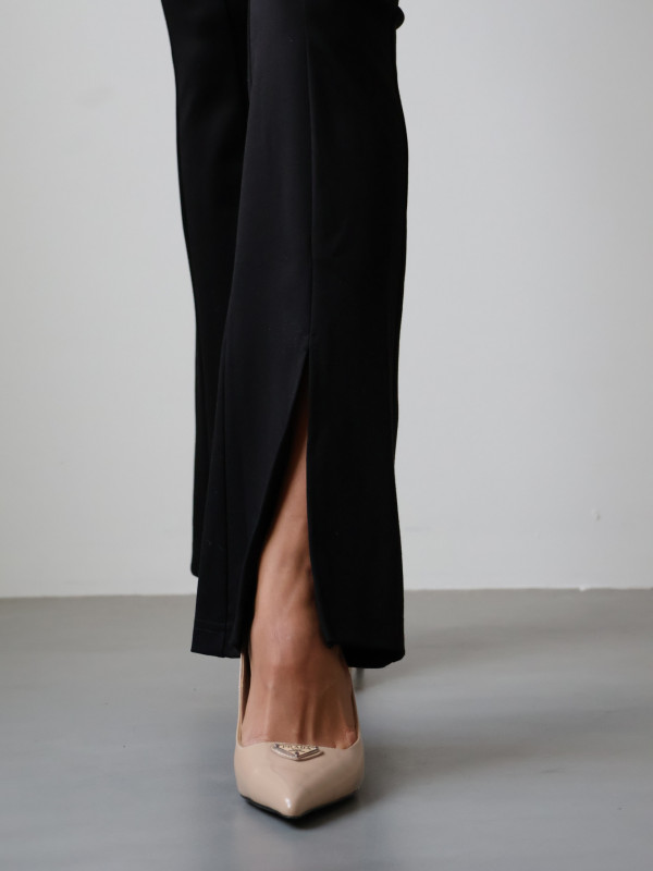 Legginsy z bawełny z rozcięciem czarne KATE 4