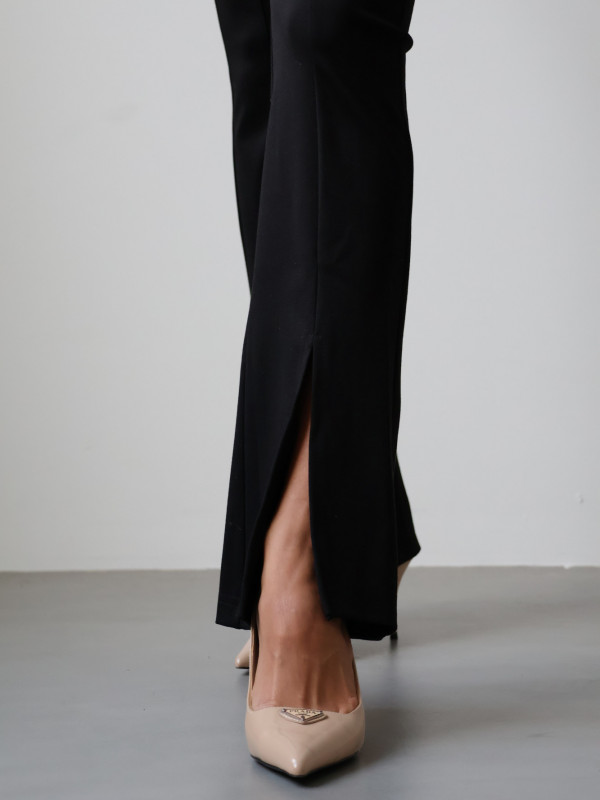 Legginsy z bawełny z rozcięciem czarne KATE 5