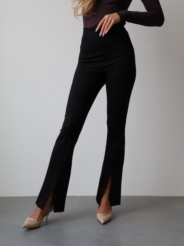 Legginsy z bawełny z rozcięciem czarne KATE