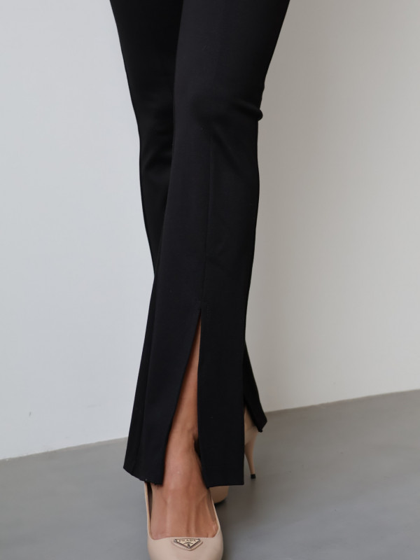 Legginsy z bawełny z rozcięciem czarne KATE 7