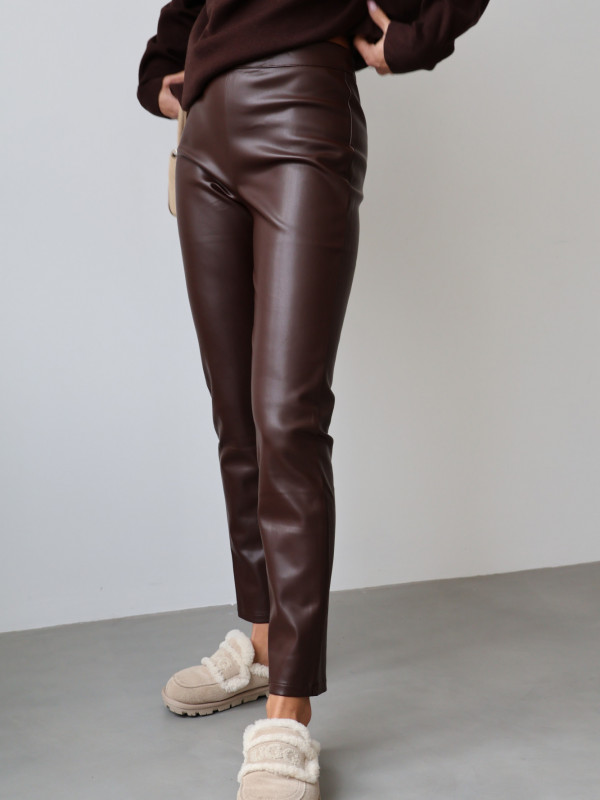 Legginsy z ekoskóry czekolada LECCE 7