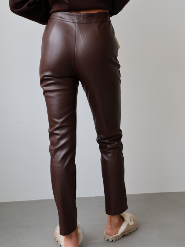 Legginsy z ekoskóry czekolada LECCE 9