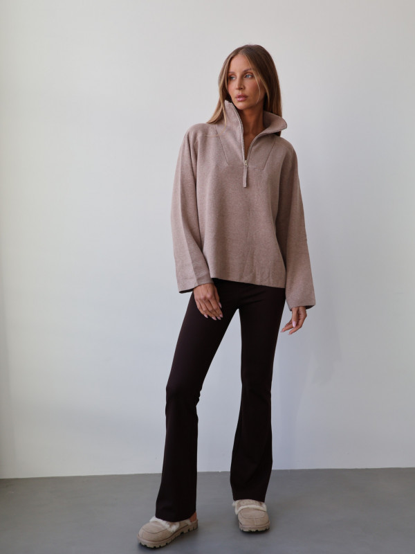 Sweter polo z zamkiem taupe ARLON 7