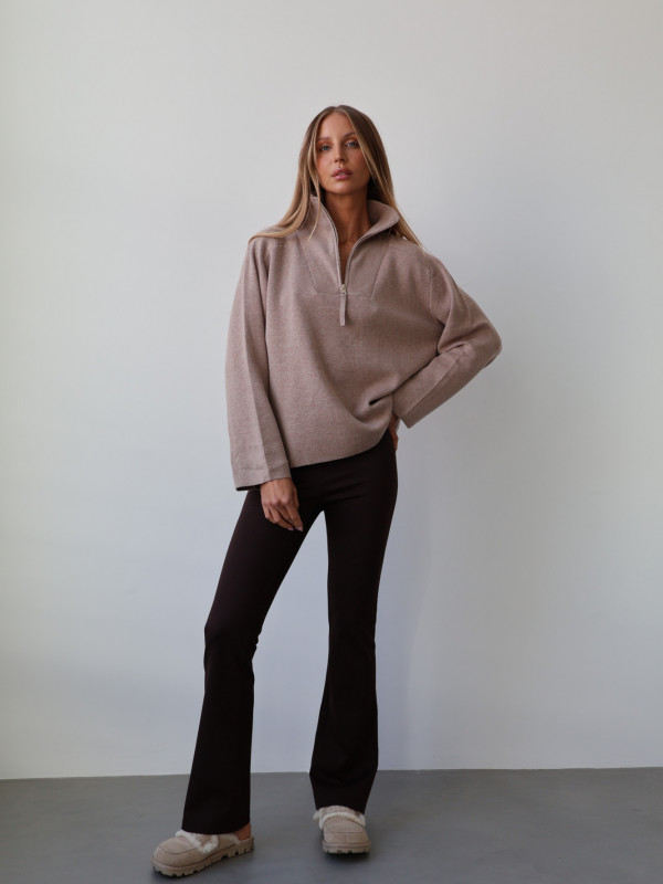 Sweter polo z zamkiem taupe ARLON 8