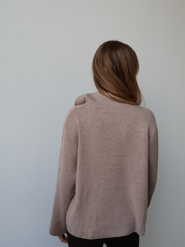 Sweter polo z zamkiem taupe ARLON 9