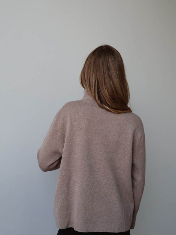 Sweter polo z zamkiem taupe ARLON 10