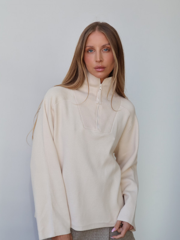 Sweter polo z zamkiem beż ARLON 13