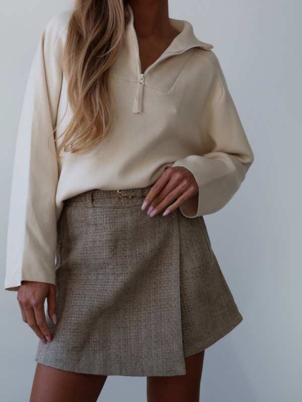 Sweter polo z zamkiem beż ARLON 12