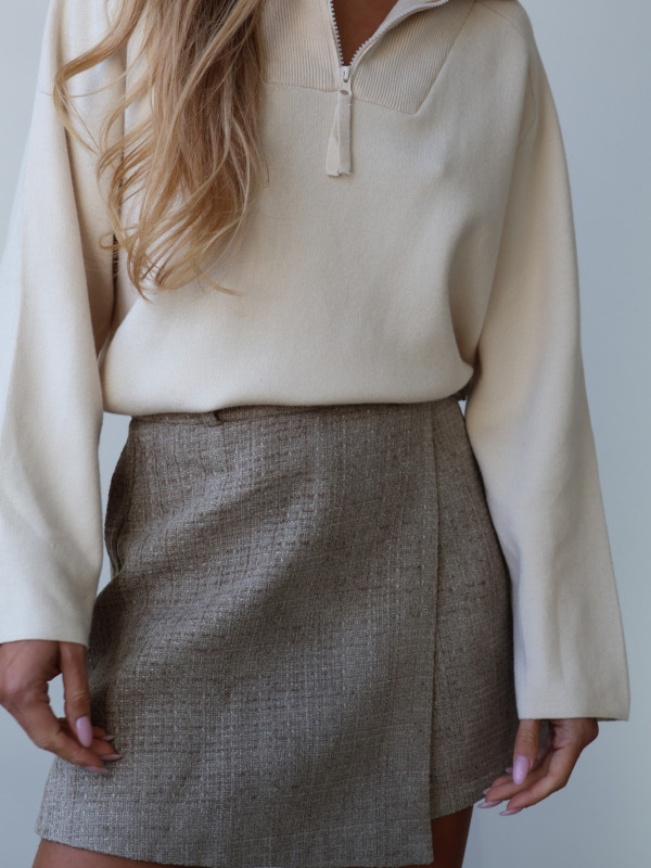 Sweter polo z zamkiem beż ARLON 10