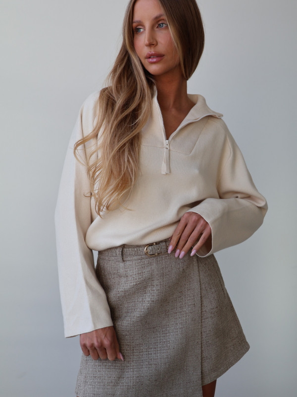 Sweter polo z zamkiem beż ARLON 9