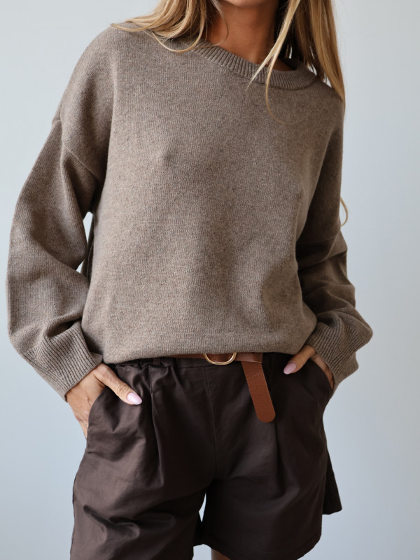 Sweter wełniany LANA taupe 2