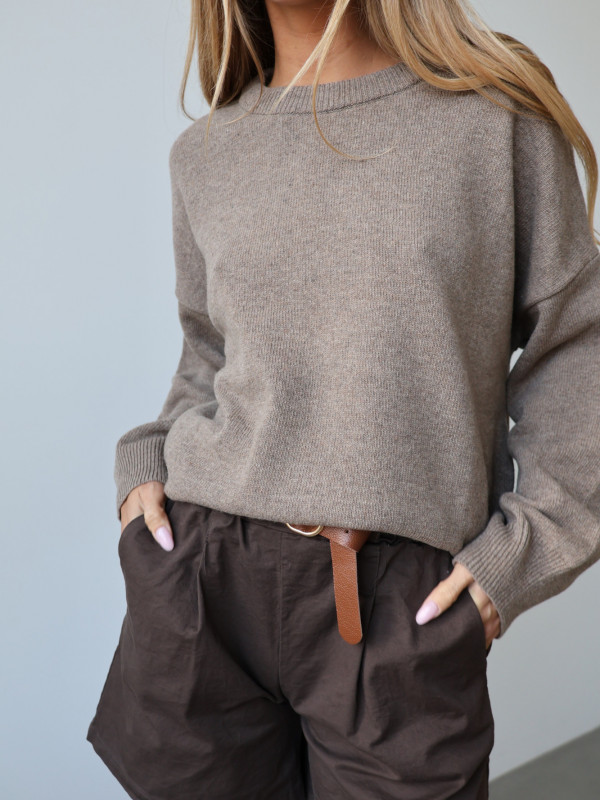 Sweter wełniany LANA taupe 1