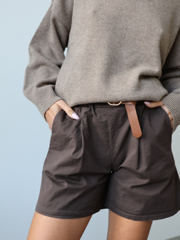 Szorty z paskiem czekolada PIA 3