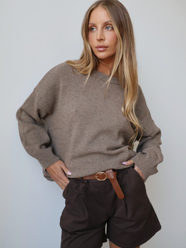 Szorty z paskiem czekolada PIA 9