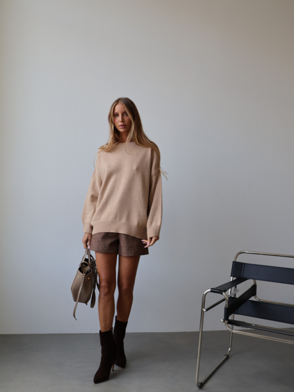 Szorty strukturalne z wełną brąz CASCAIS 10