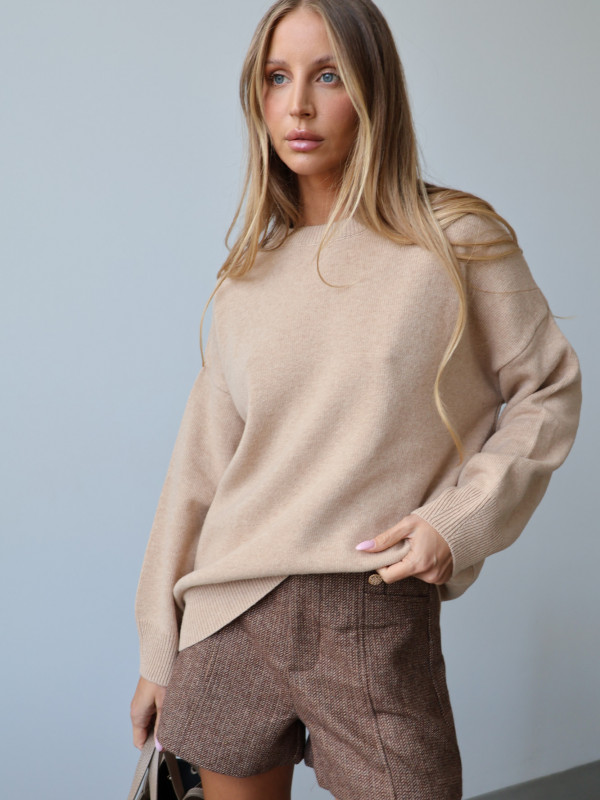 Szorty strukturalne z wełną brąz CASCAIS 17