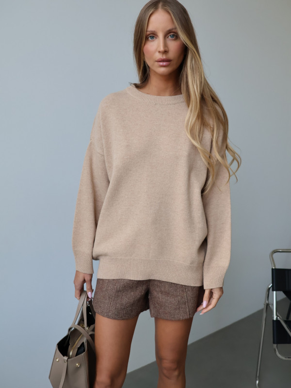 Szorty strukturalne z wełną brąz CASCAIS 15