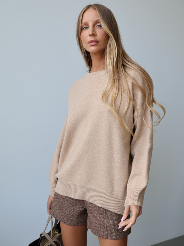 Szorty strukturalne z wełną brąz CASCAIS 14