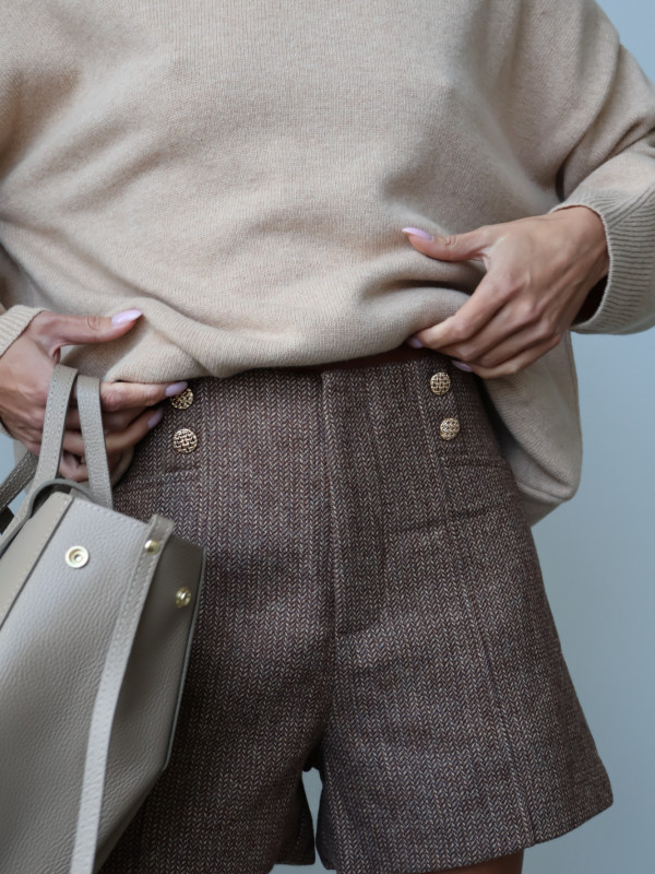 Szorty strukturalne z wełną brąz CASCAIS 11