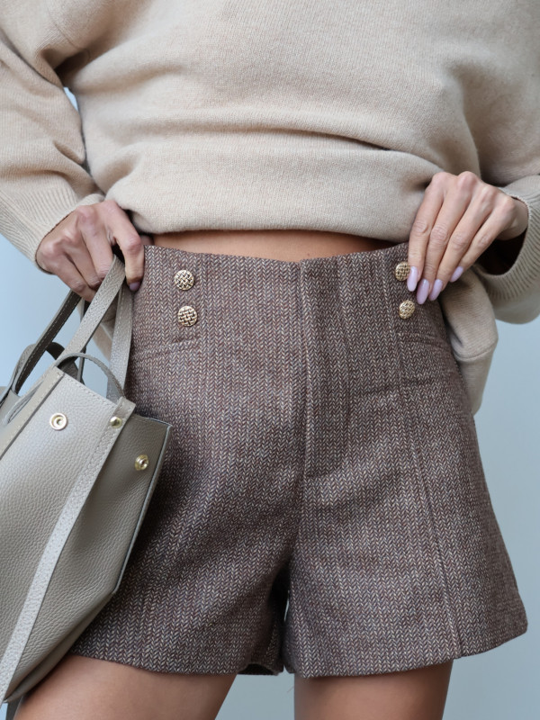 Szorty strukturalne z wełną brąz CASCAIS 12