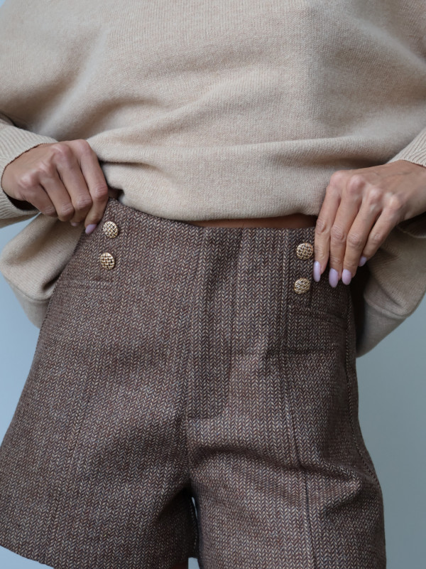 Szorty strukturalne z wełną brąz CASCAIS 9