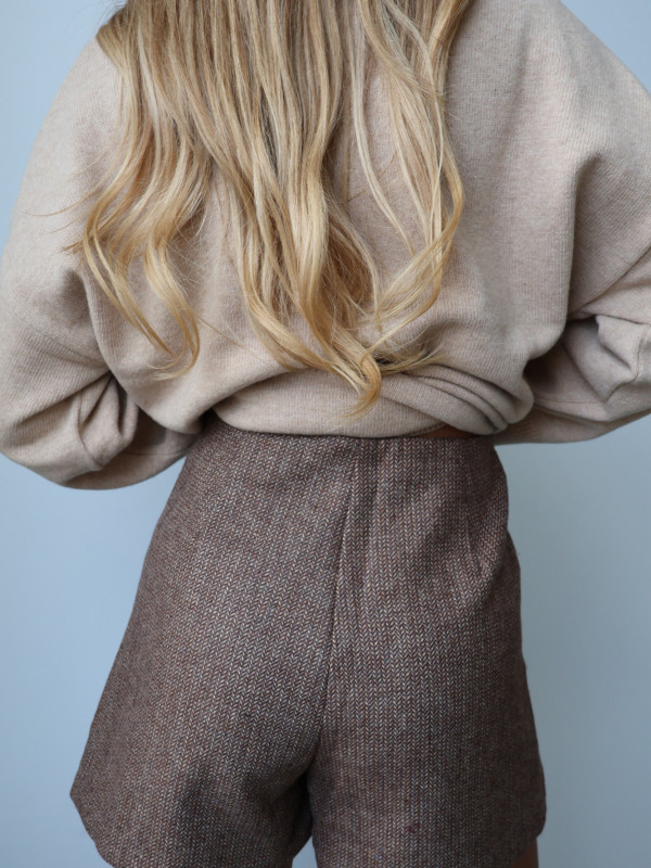 Szorty strukturalne z wełną brąz CASCAIS 7