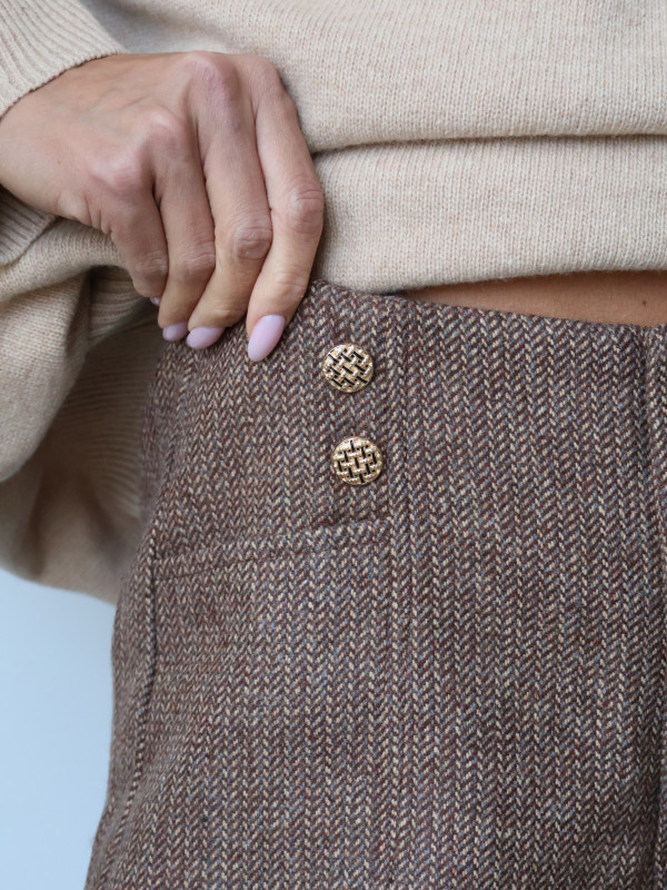 Szorty strukturalne z wełną brąz CASCAIS 6