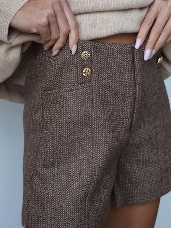 Szorty strukturalne z wełną brąz CASCAIS 1