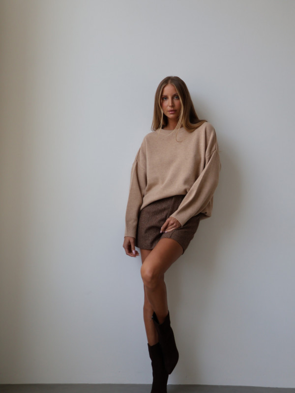 Szorty strukturalne z wełną brąz CASCAIS 4