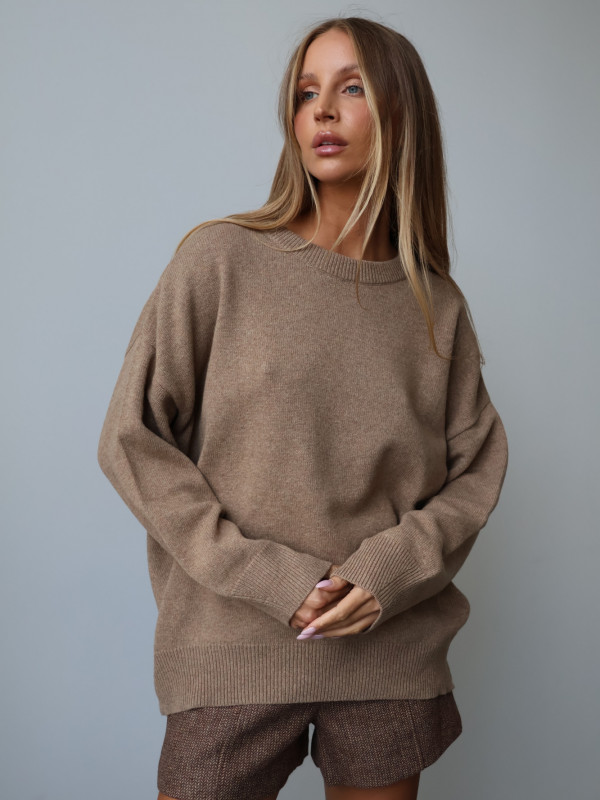 Sweter wełniany LANA fango 12