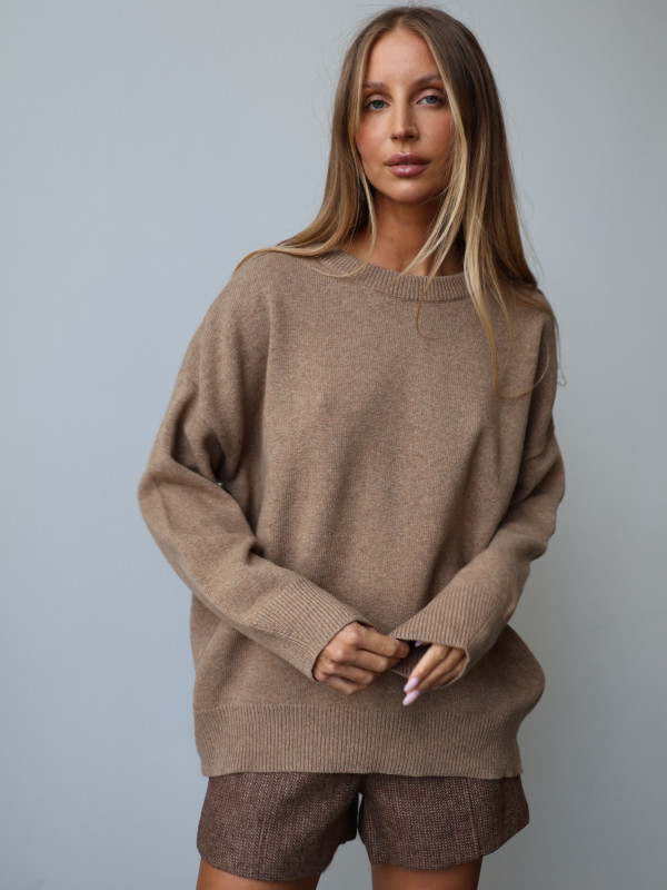 Sweter wełniany LANA fango 10