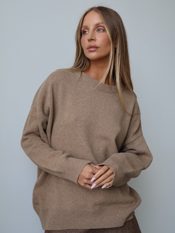 Sweter wełniany LANA fango 6