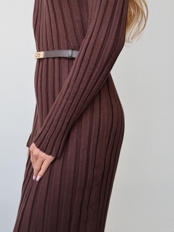 Sukienka dzianinowa prążkowana czekolada DINANT 1