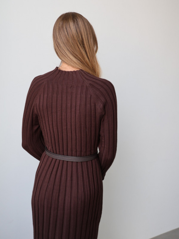 Sukienka dzianinowa prążkowana czekolada DINANT 7