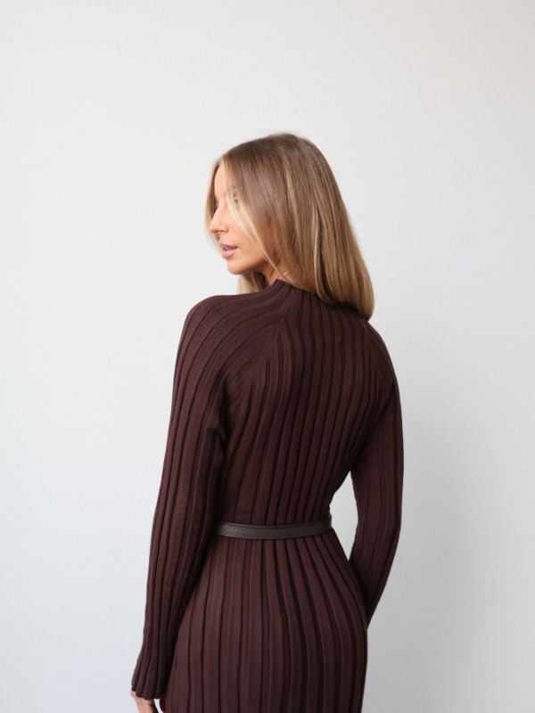 Sukienka dzianinowa prążkowana czekolada DINANT 3