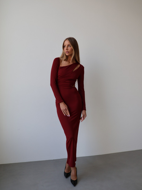 Sukienka z wycięciem czerwona LADY 15