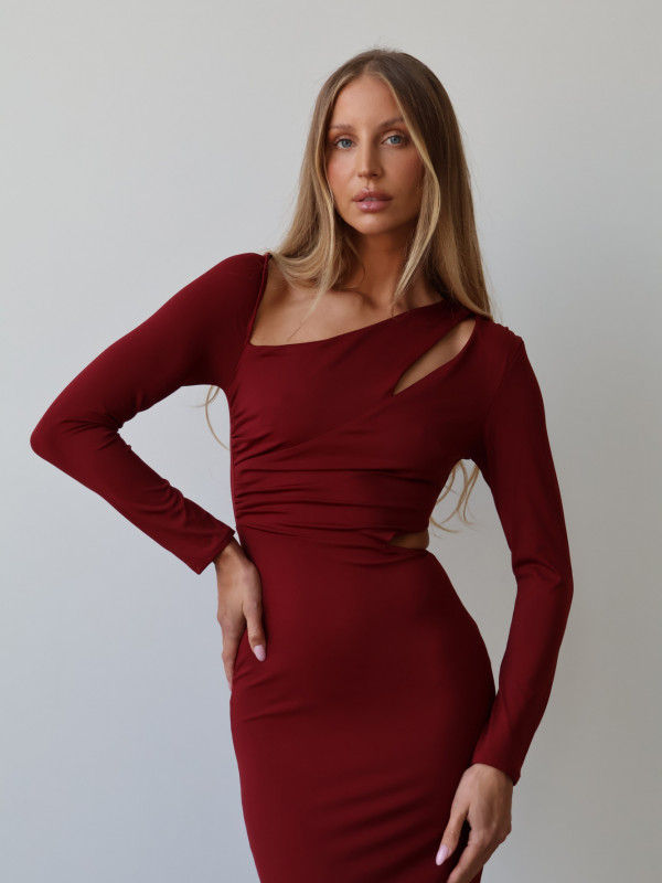 Sukienka z wycięciem czerwona LADY 26